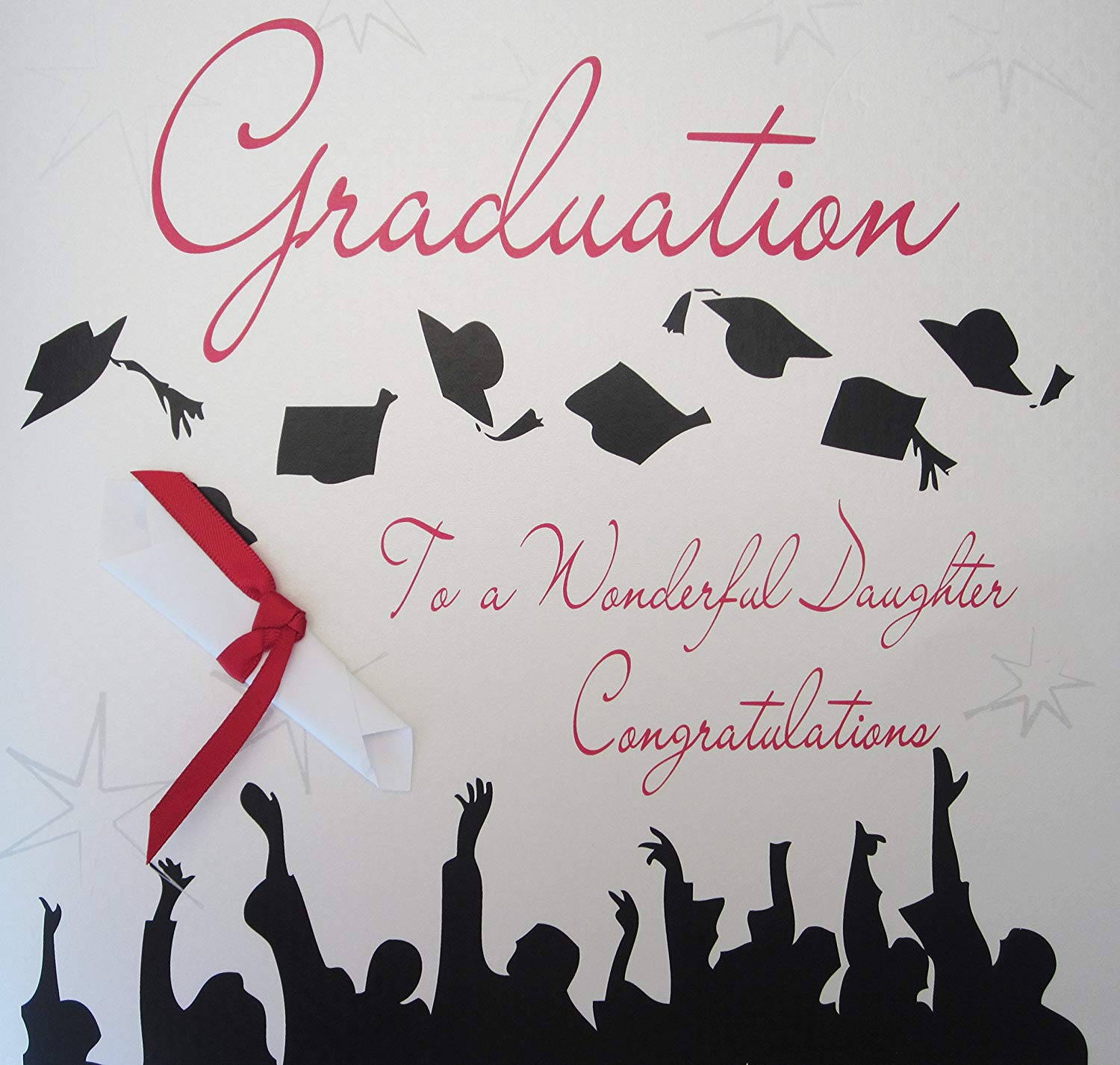 WHITE COTTON CARDS Large Scroll, Wonderful Daughter Handmade Graduation Card, XWB98d, 22cm x 22cm