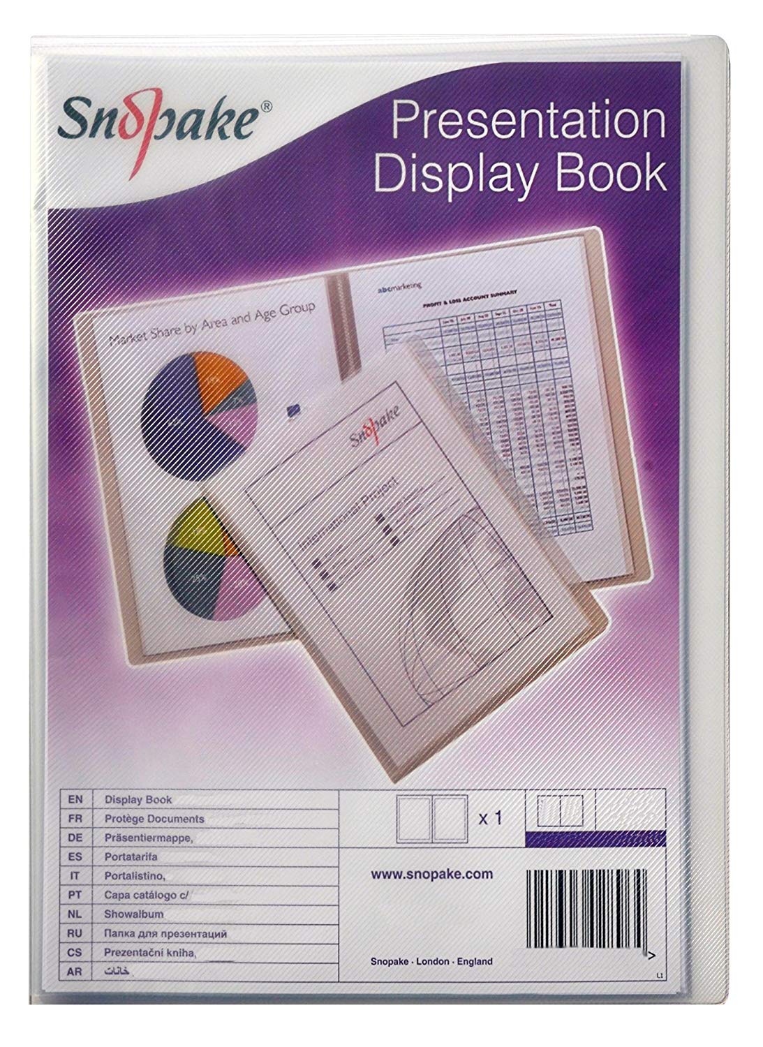 Snopake A3 Presentation Display Book 20 Pockets Clear [Pack of 1] Ref