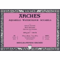 Arches Watercolour Block, 300 GSM, Hot Pressed, 18 x 26 cm, Wood, White