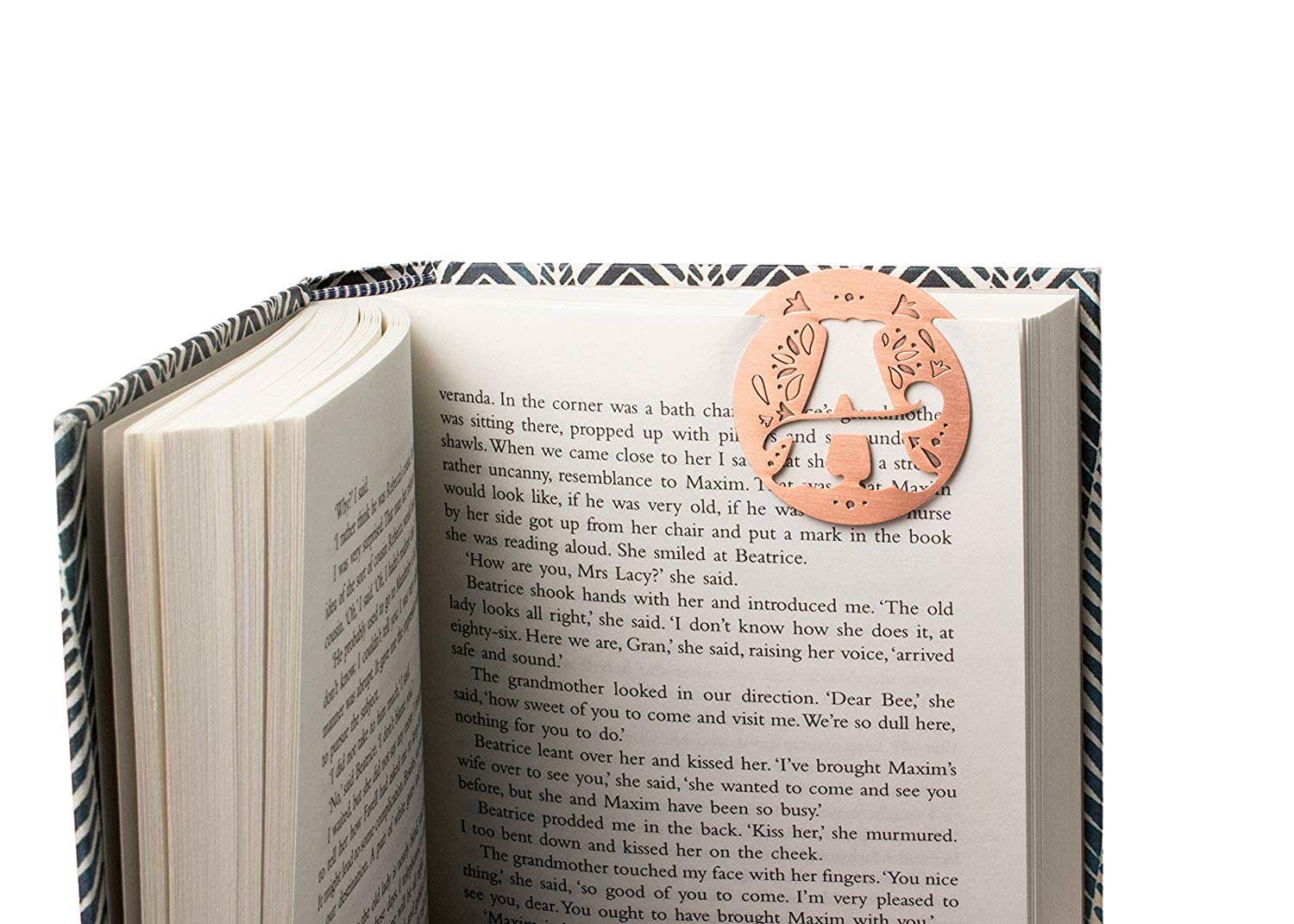 Literary Letters Metal Bookmark - Letter A, Brown - Image 2