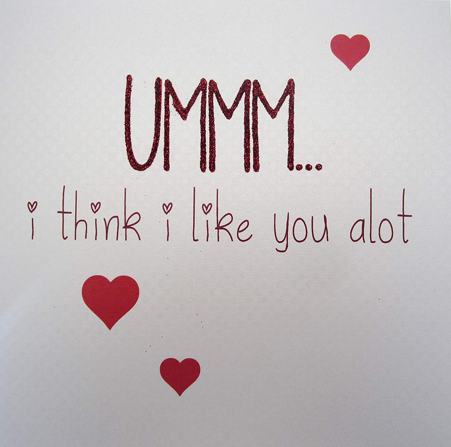 white cotton cards "UMMM…I Like You A Lot Handmade Valentine's Day Card, VLS5, 16cm x 16cm