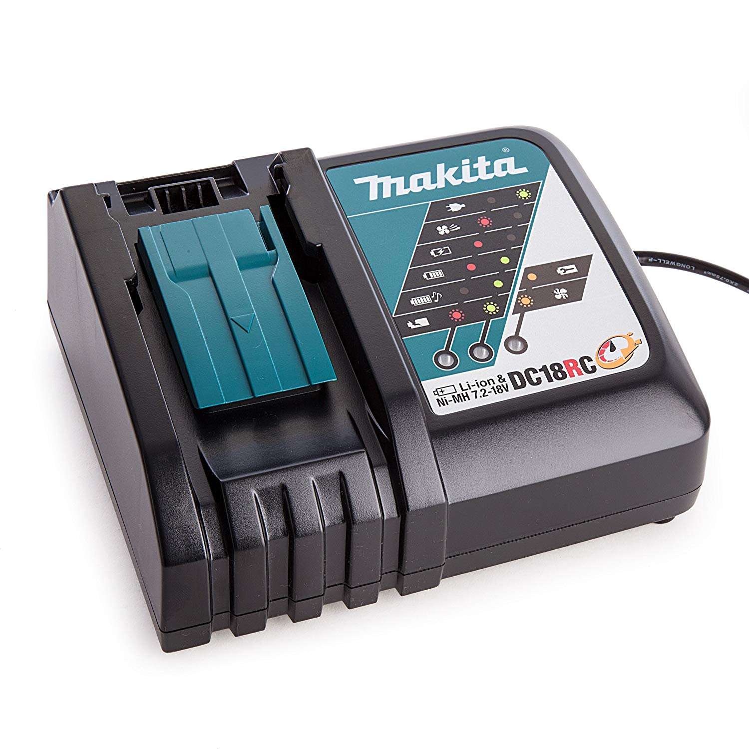 Makita DC18RC-110V Li-Ion Charger, 110 V, Black, turqouise