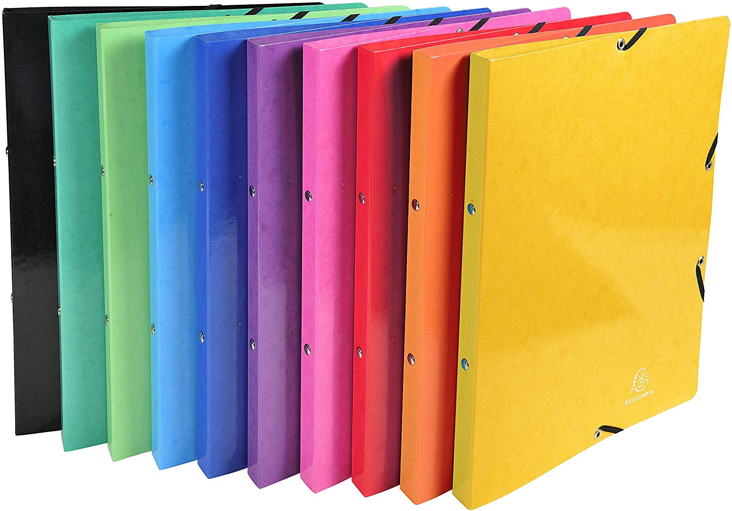 Exacompta, ref. 51829E, 1 Glossy card binder with rubber bands, 4 round rings 15mm diameter, 20mm spine