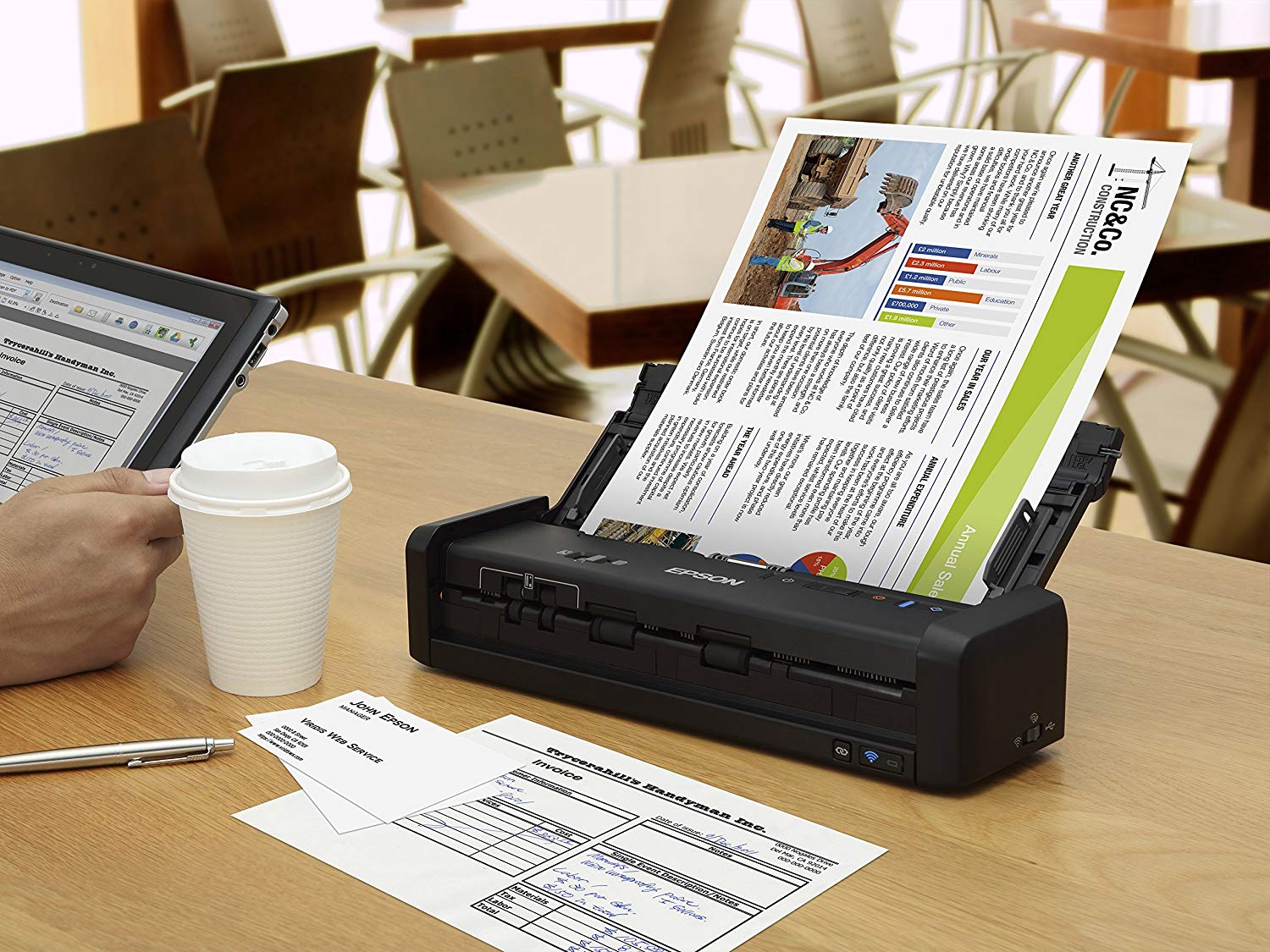Epson WorkForce DS-360W Mobile Wi-Fi & Battery Scanner - 25PPM - Image 4