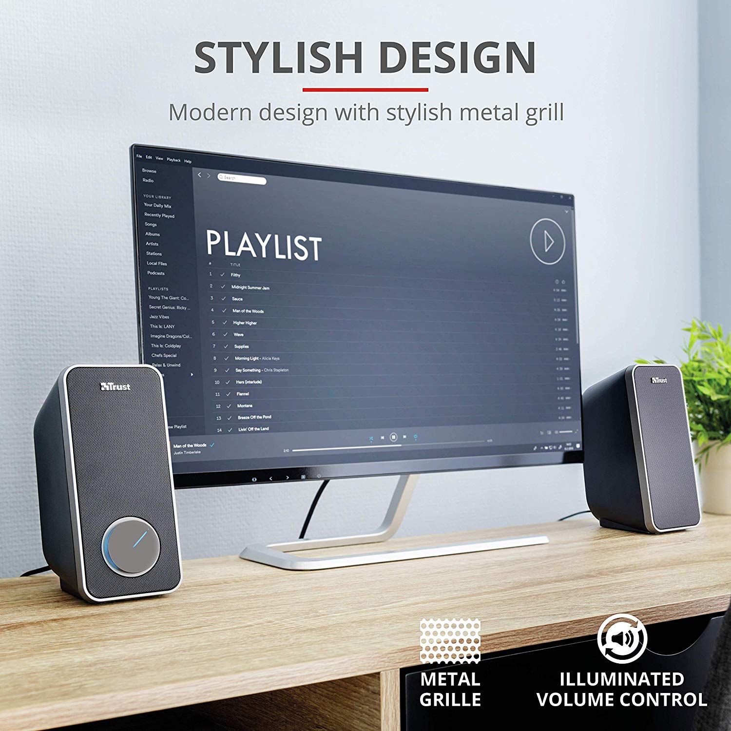 Trust Arys 2.0 PC Speakers, 28 W Peak Power, 3.5 mm Aux, USB Powered, Volume Control, Headphone Connection - Image 3