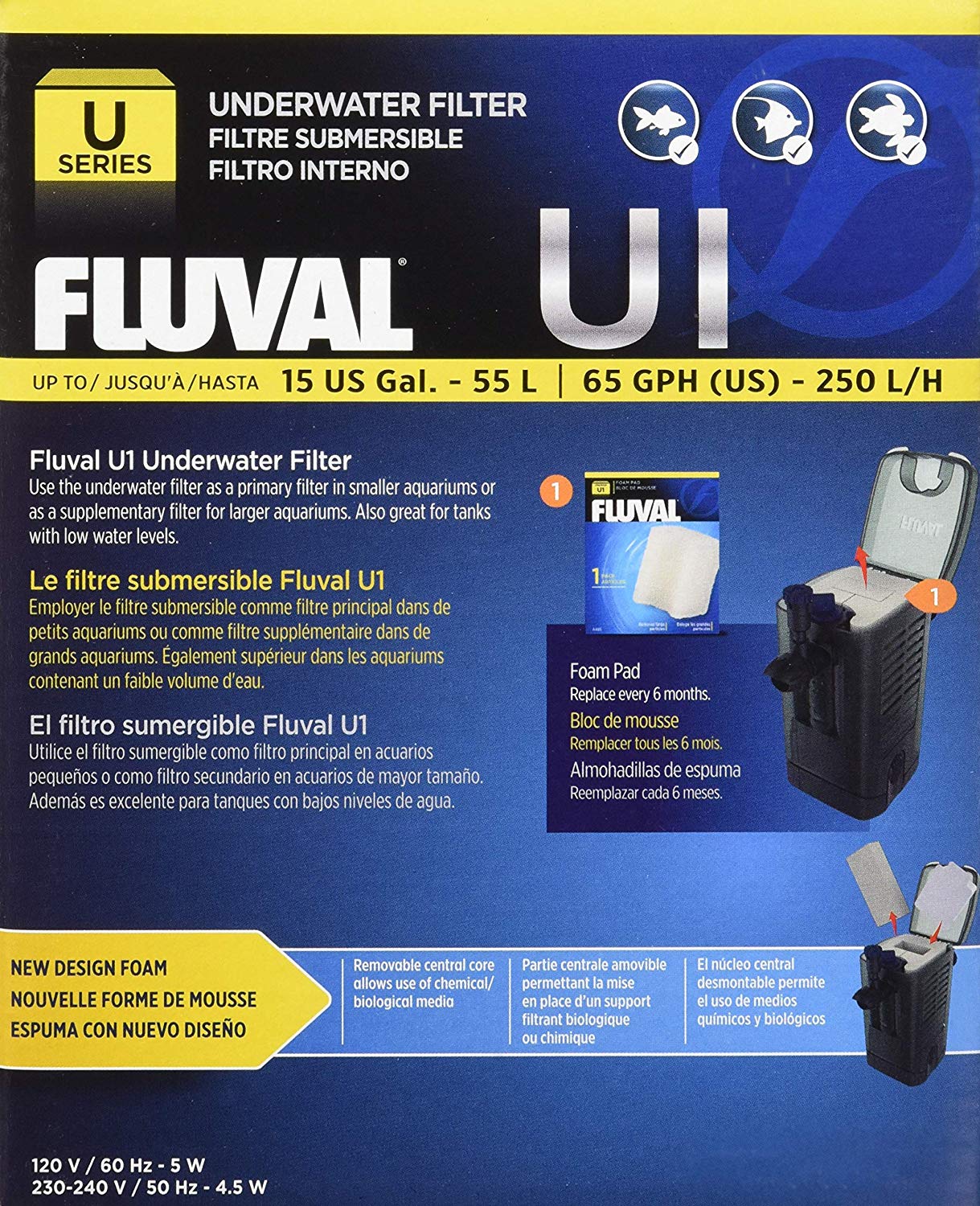 Fluval U1 Internal Filter, 55 Litre,A465, Black - Image 4