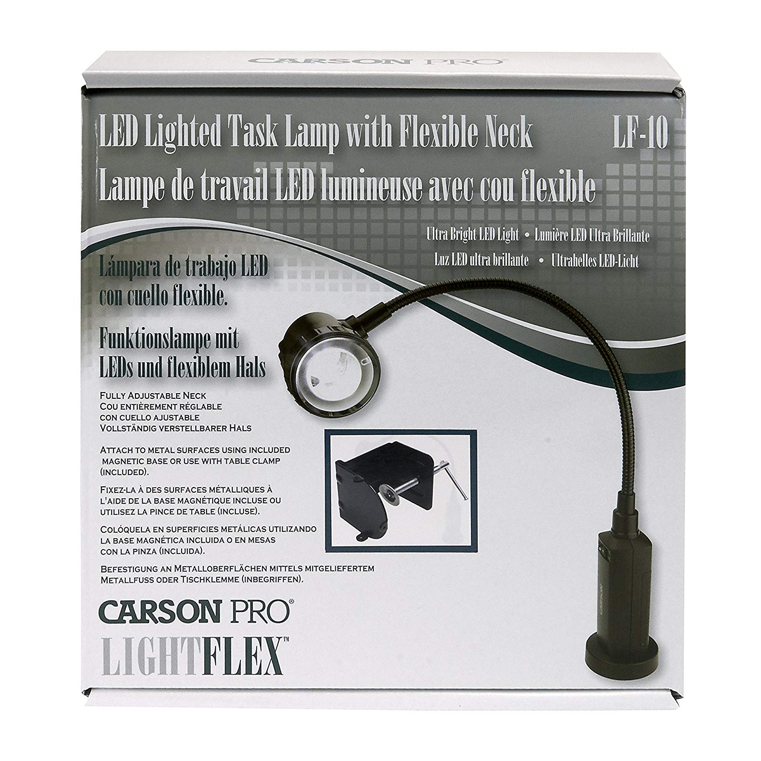 Carson MagniFlex Pro LED Work Lamp with Flex Neck and Magnetic Base (LF-10), White - Image 4