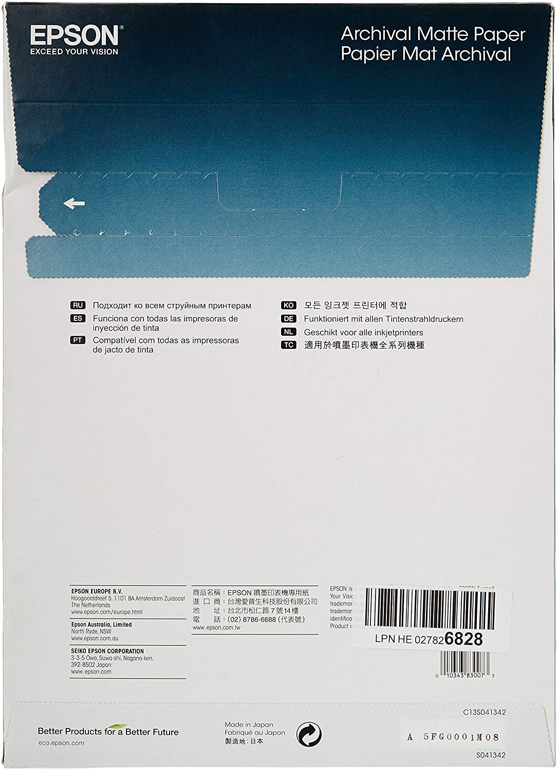 Epson C13S041342 Archival Matte Paper, A4, 210 x 297mm, 189 g/m2, 50 Sheets, White - Image 2
