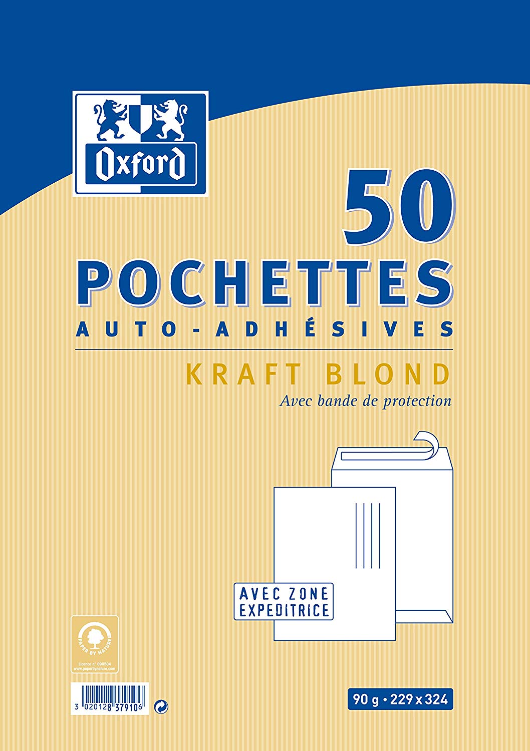 Oxford 50 Brown Kraft Peel and Seal Envelopes, Kraft Brun, 22,9 x 32,4 cm