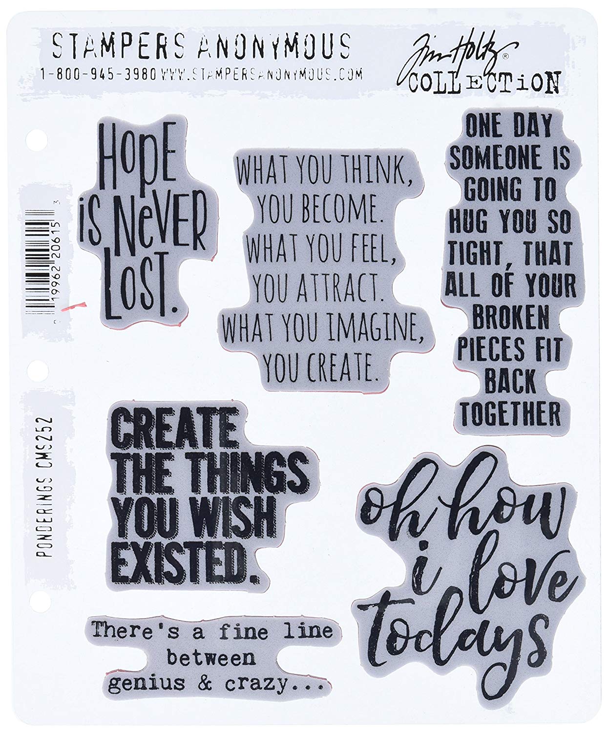 Stampers Anonymous Tim Holtz Cling Stamps 7-inch X 8.5-inch Ponderings, Multicolour, 0.25x7.5x9.65 cm