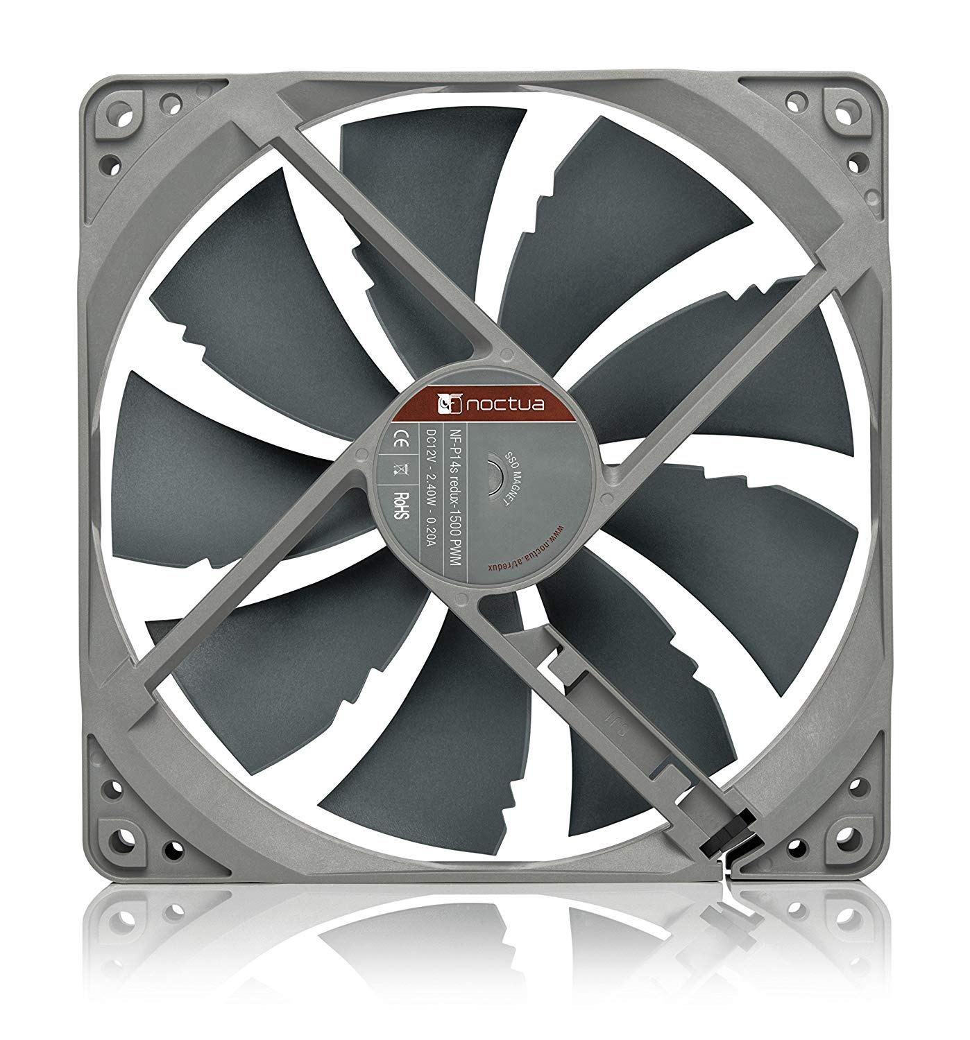 Noctua NF-P14s redux-1500 PWM, High Performance Cooling Fan, 4-Pin, 1500 RPM (140mm, Grey), 140x140x25mm square - Image 2