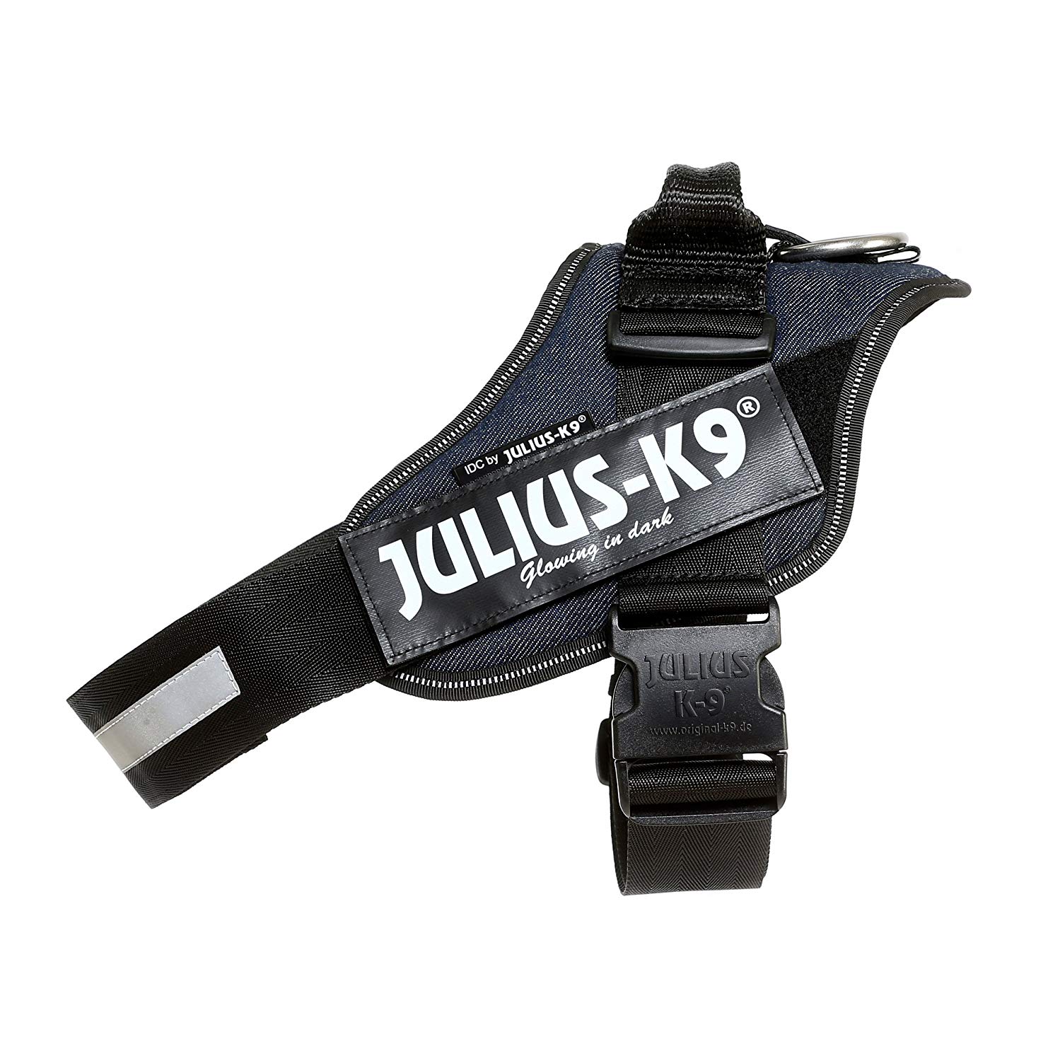 Julius-K9, 16IDC-FAR-1, IDC Powerharness, dog harness, Size: 1, Denim, Blue With Striped and Reflective Elements, L/1