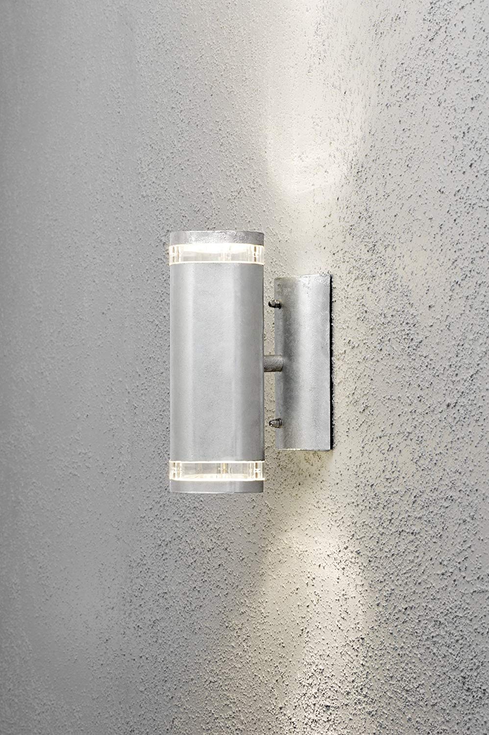 Konstsmide Outdoor Lights/Modena Single Up Down Outdoor Wall Light / 2 x 35 W GU10 Max Wall Lamp/Clear Acrylic Lens/Aluminium / IP44 / RAW Galvanised Steel Outside Light 7512-320 Double - Image 2