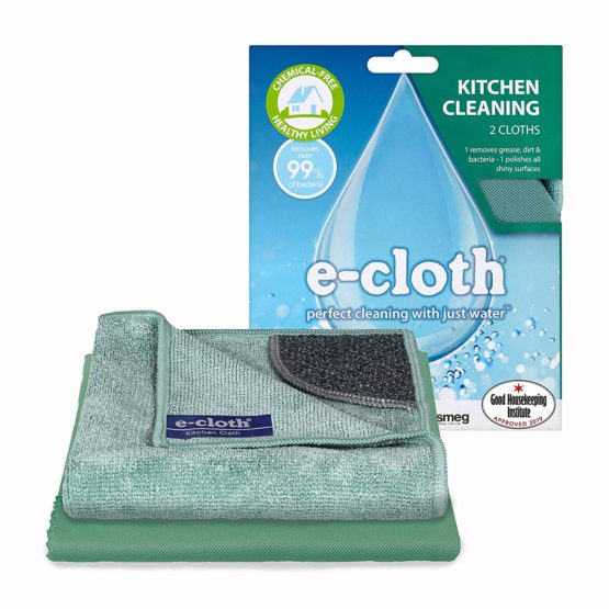 E-Cloth Kitchen Cleaning Pack, 1 Kitchen Microfibre Cleaning Cloth & 1 Polishing Cloth, 300 Wash Guarantee, 2 Cloth Set