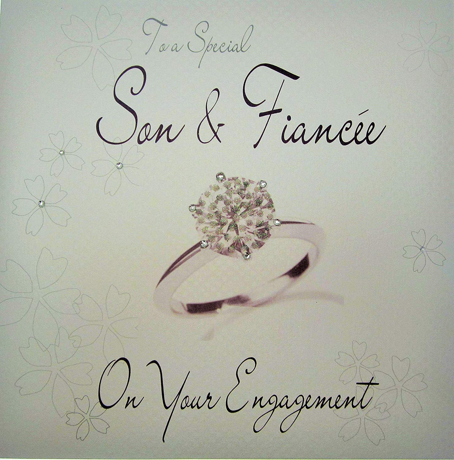 WHITE COTTON CARDS To a Special Son & Fiancee Handmade Engagement Card, XLWB221,,22x22cm