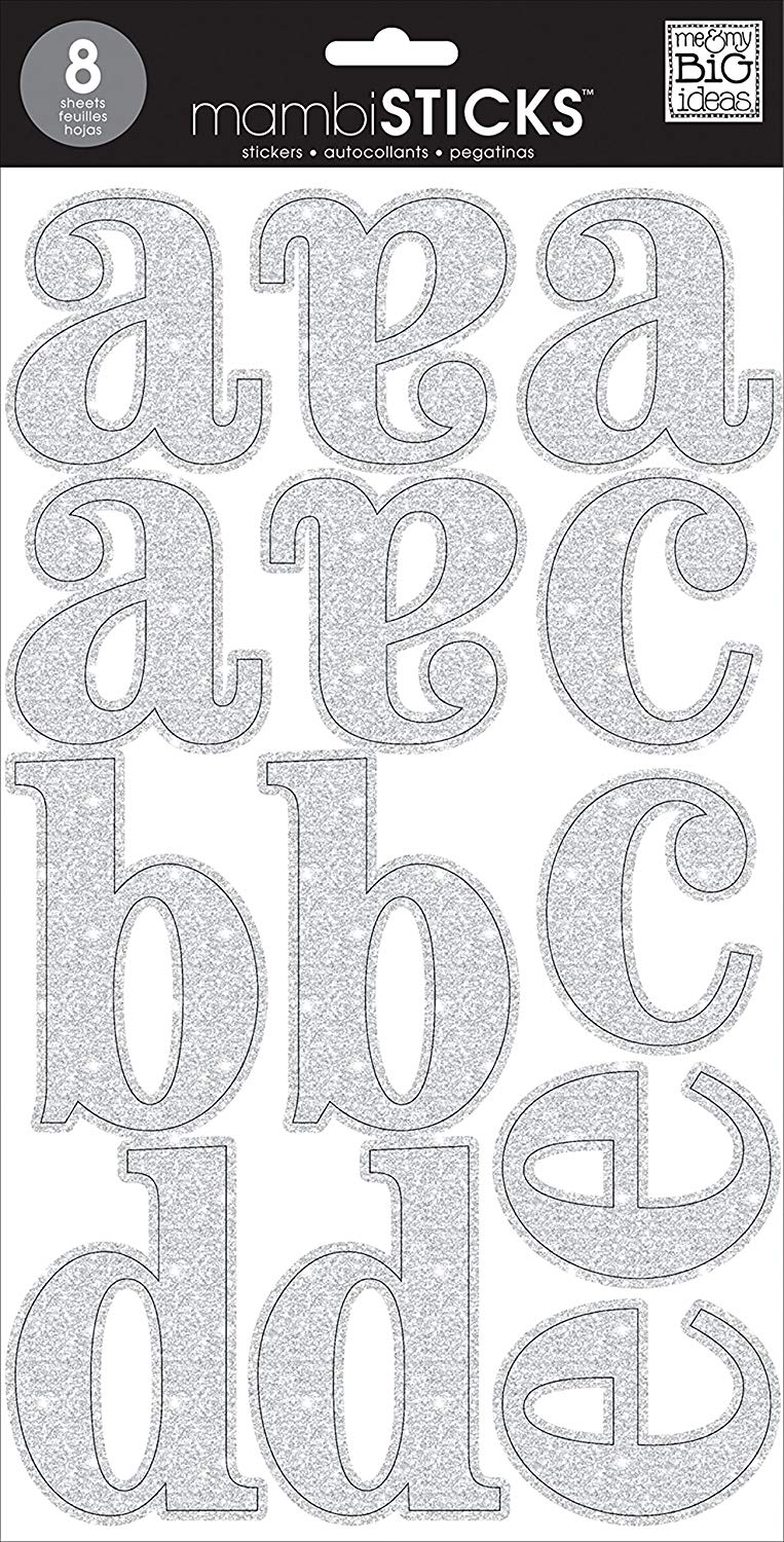 Me and My Big Ideas Large Word Stickers-Cadence Silver Glitter, Multicolor, 0.5x19.05x36.19 cm