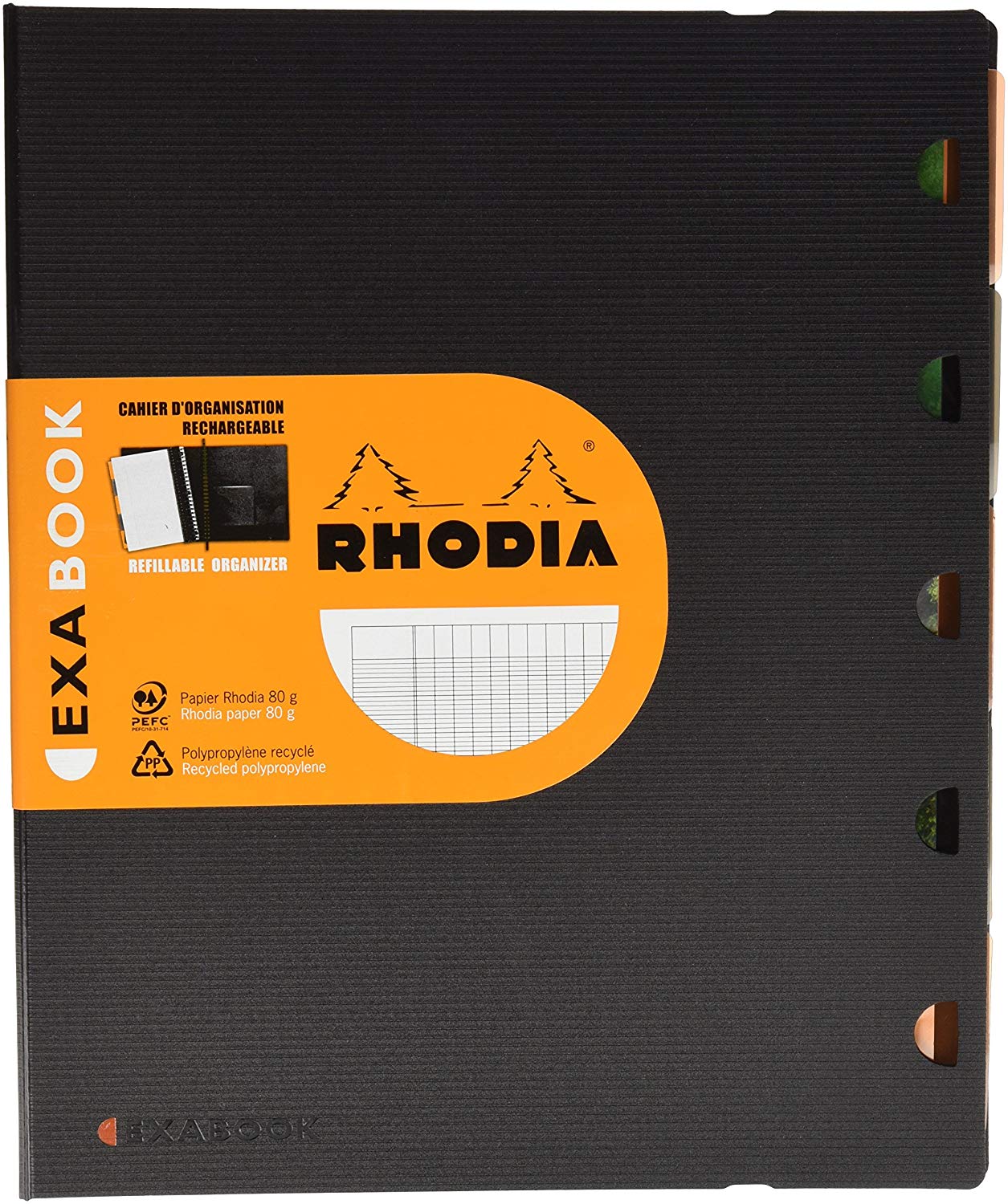 RHODIA 132151C - Exabook Black A4+ Refillable Organizer Notebook, Black Seyes ruling, A4+ Organiser