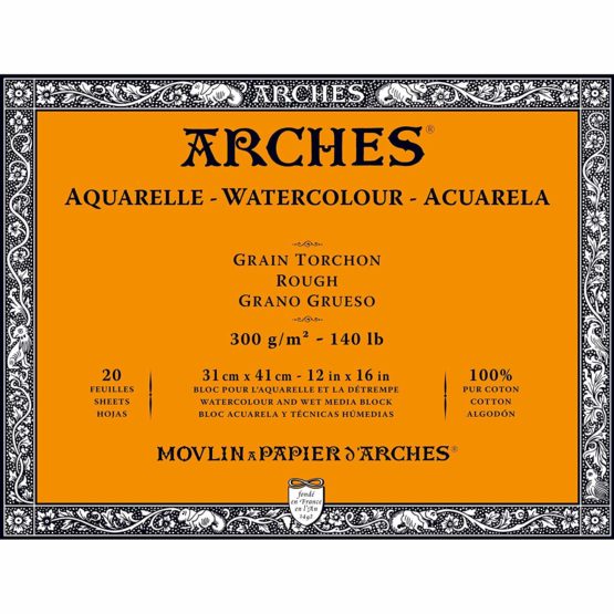 Arches Watercolour Block, 300 GSM, Rough, 31 x 41 cm, Wood, White