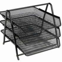 Osco Mesh Letter Tray 3-Tier Scratch-resistant Stackable Front-load Portrait Foolscap Black Ref 3TT B