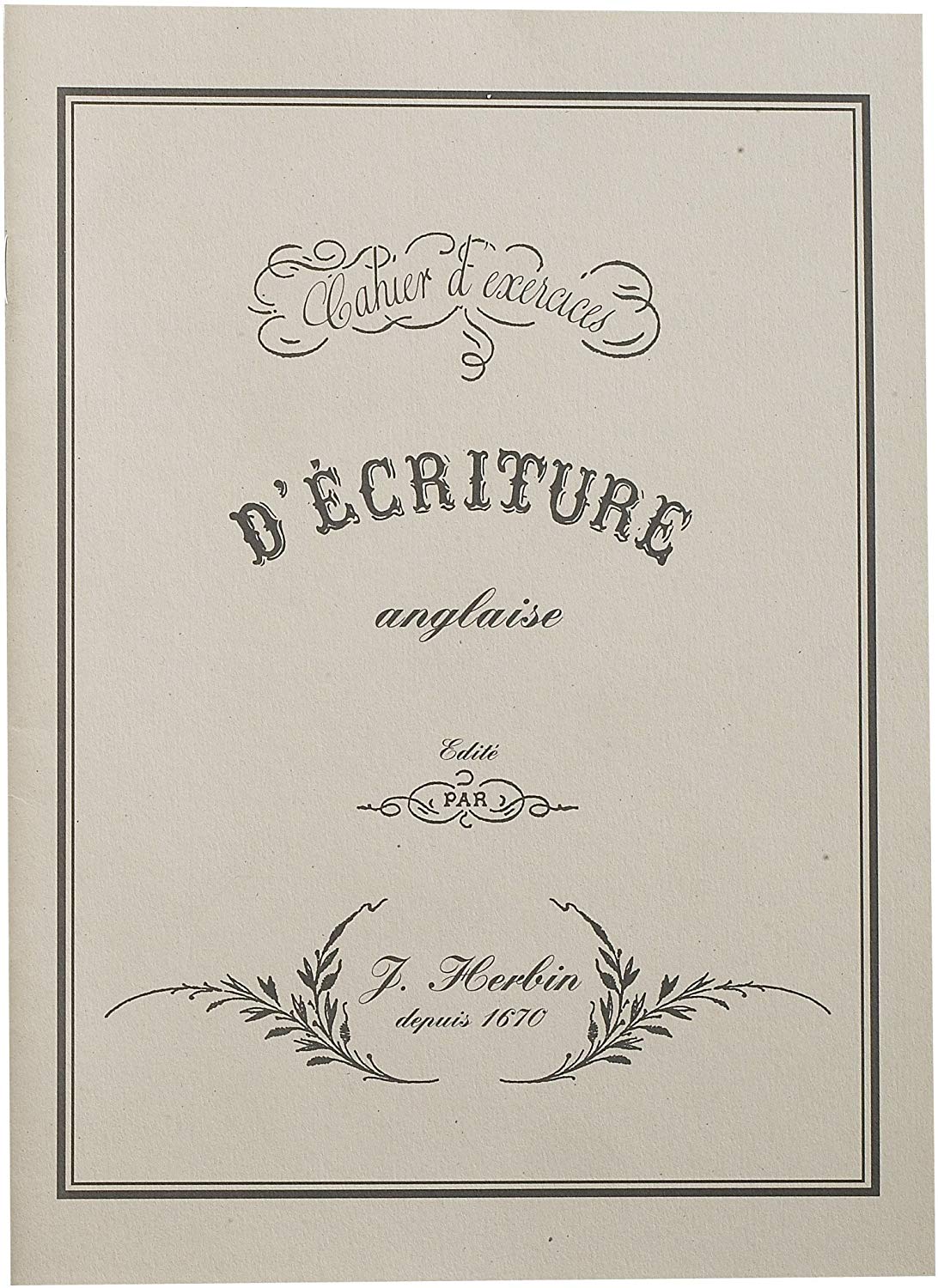 Jacques Herbin 90100T- One Calligraphy Exercise Book, 16 Pages, 16,5cm x 22,5cm, Writing Copy Book, Manufactured in France