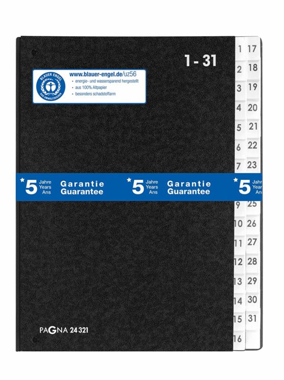 Durable Pagna Expanding Bring Forward A4 File with Pressboard Pages and PVC Tabs 1-31
