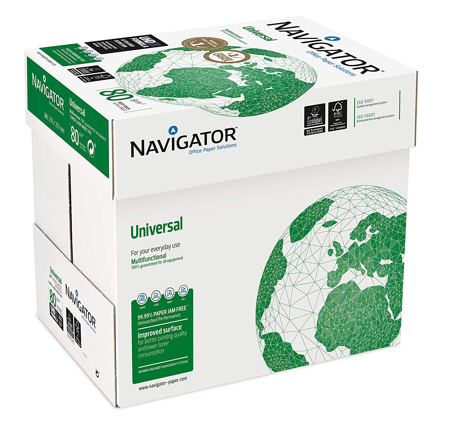 Navigator Universal A4 80gsm Paper - Box of 5 Reams (5x500 Sheets), White, 5x Reams (2,500 Sheets) - 1x Box - Image 4