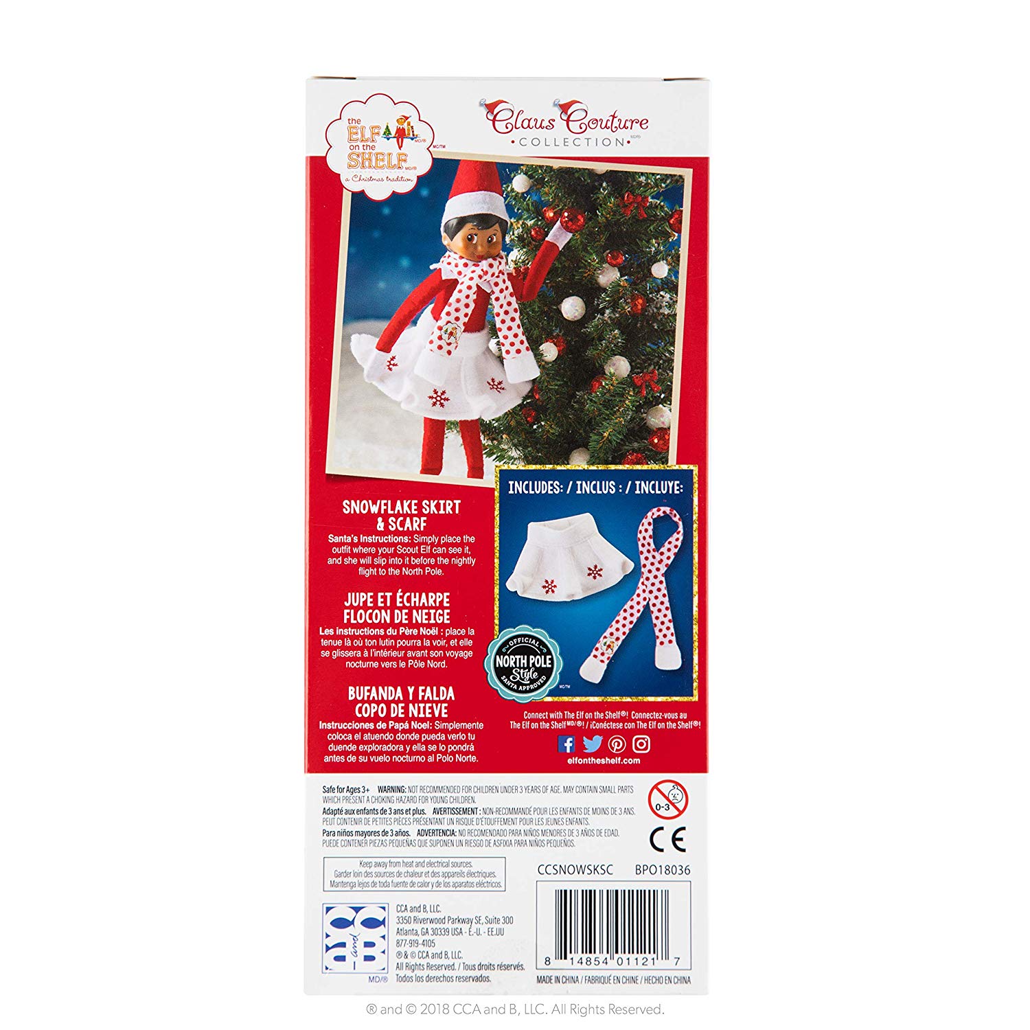 Claus Couture Collection of Elf on the Shelf Clothes 2024 (Snowflake Skirt with Scarf), White, Pequeno - Image 2