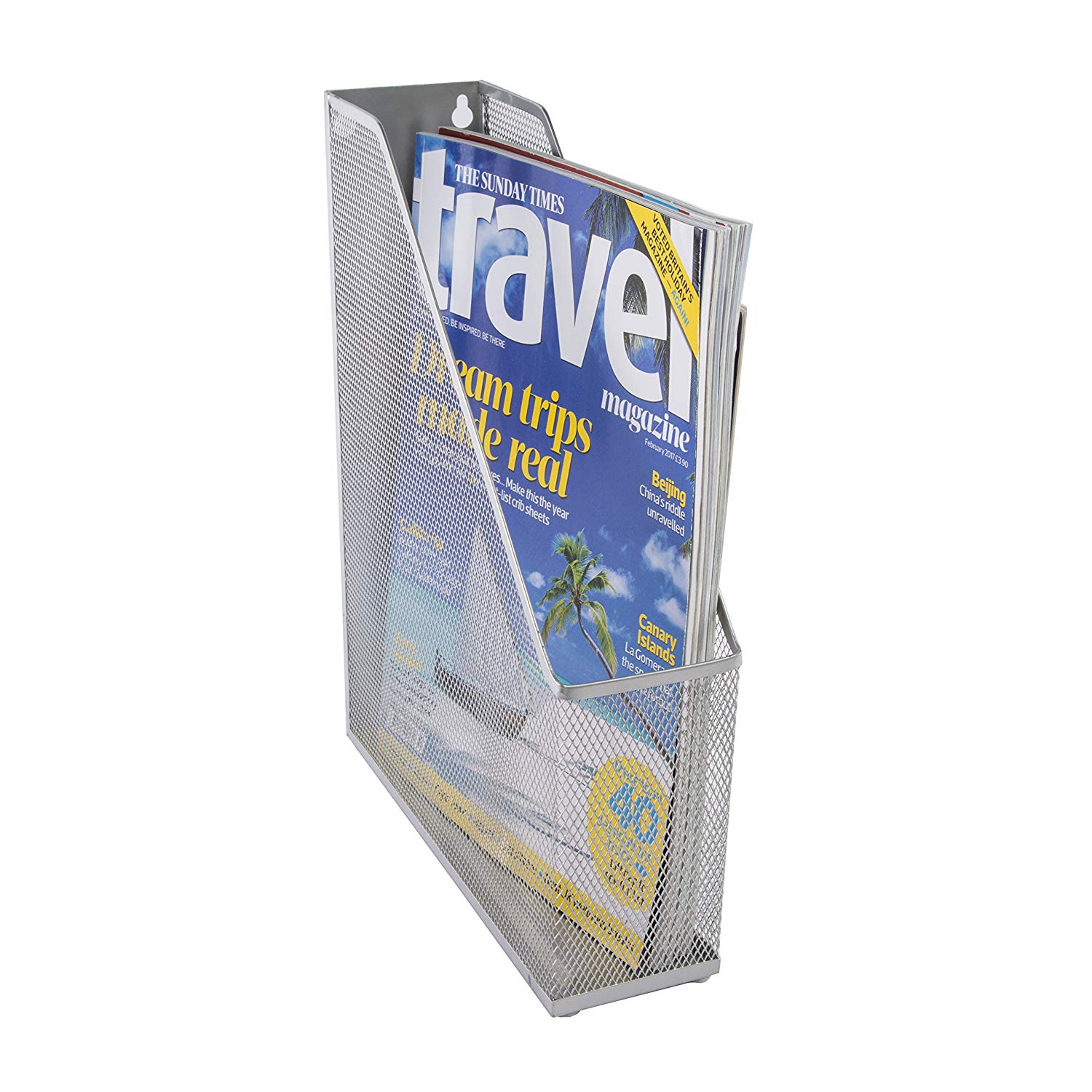 OSCO Wiremesh Magazine Rack, High-Density Steel Wire Mesh Desk File & Magazine Holder with Rubber Feet - Image 3