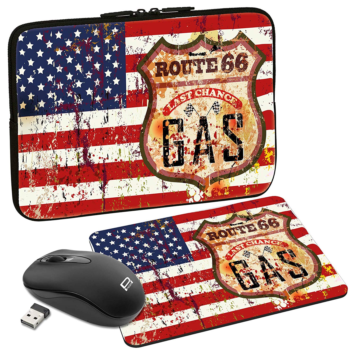 PEDEA Design Hard Case Cover Laptop Bag for Laptops up to 13.3 (Vertical) Stars and Stripes 13,3 Zoll + Maus und Mauspad