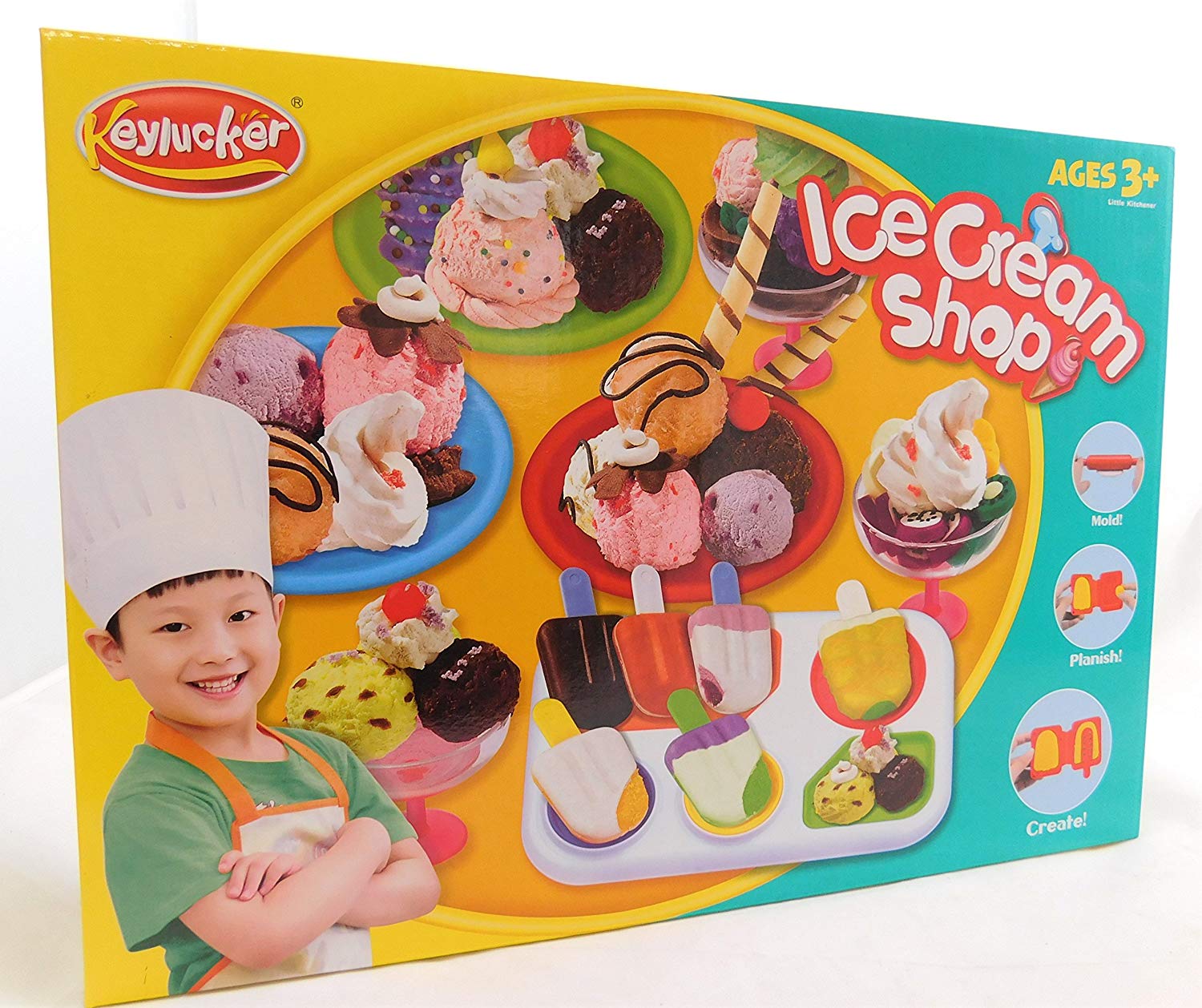 Allkindathings Ice Cream Shop Play Dough Plasticine Clay Set with Chef ...