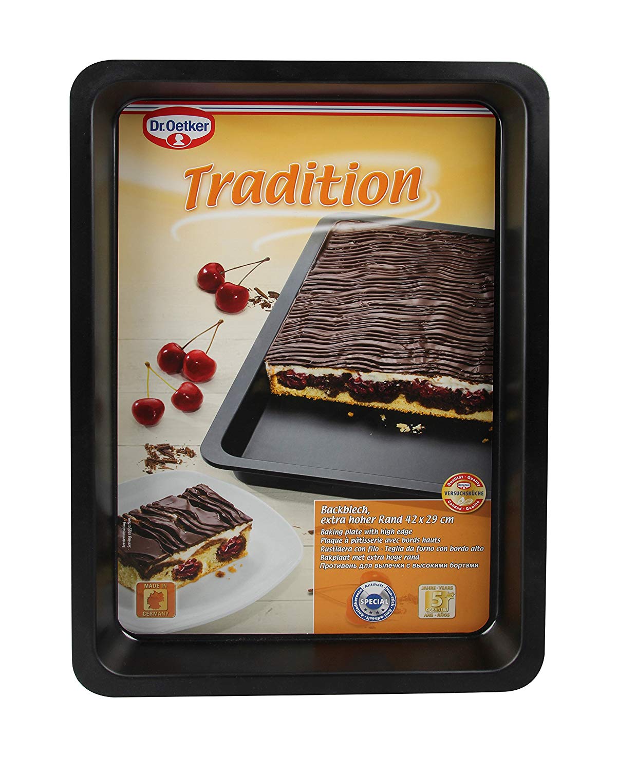 Dr.Oetker Baking tray Tradition 42x29x4 cm in black, Steel, 42 x 29 x 4 cm - Image 2
