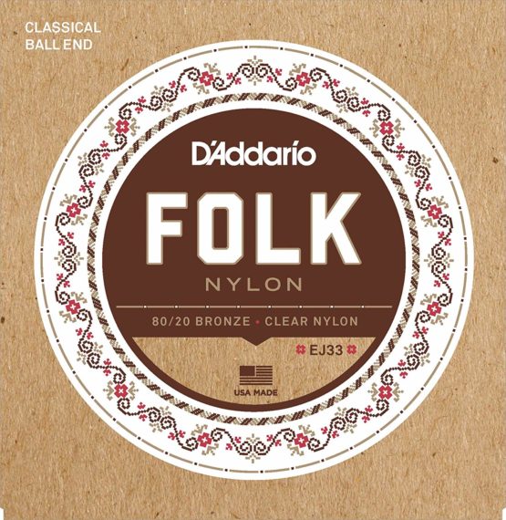 D'Addario EJ33 Folk Nylon Normal (.028-.045) Ball End Folk Guitar Strings