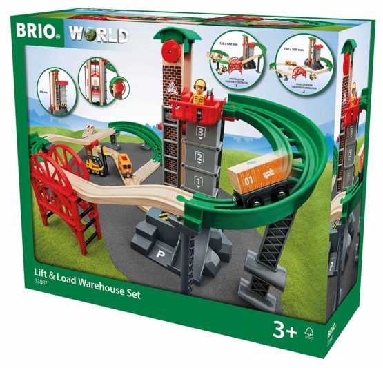 BRIO 33887 Lift and Load Warehouse Train Set for Kids Age 3 Years Up - Compatible with all BRIO Railway Sets & Accessories, Multicoloured