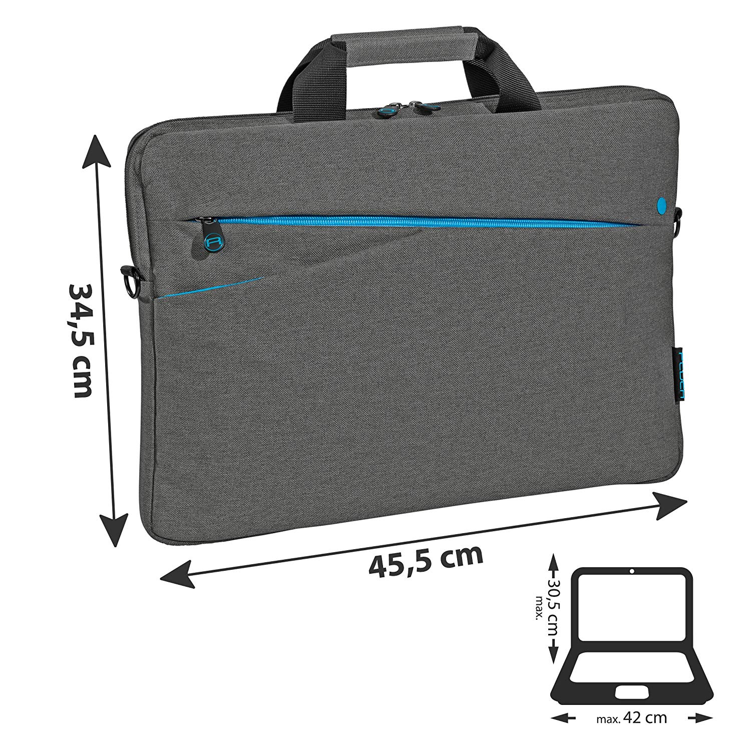 PEDEA laptop bag "Fashion" bag for notebooks with screens up to 17.3 inches (43.9 cm); shoulder bag with shoulder strap, gray - Image 3
