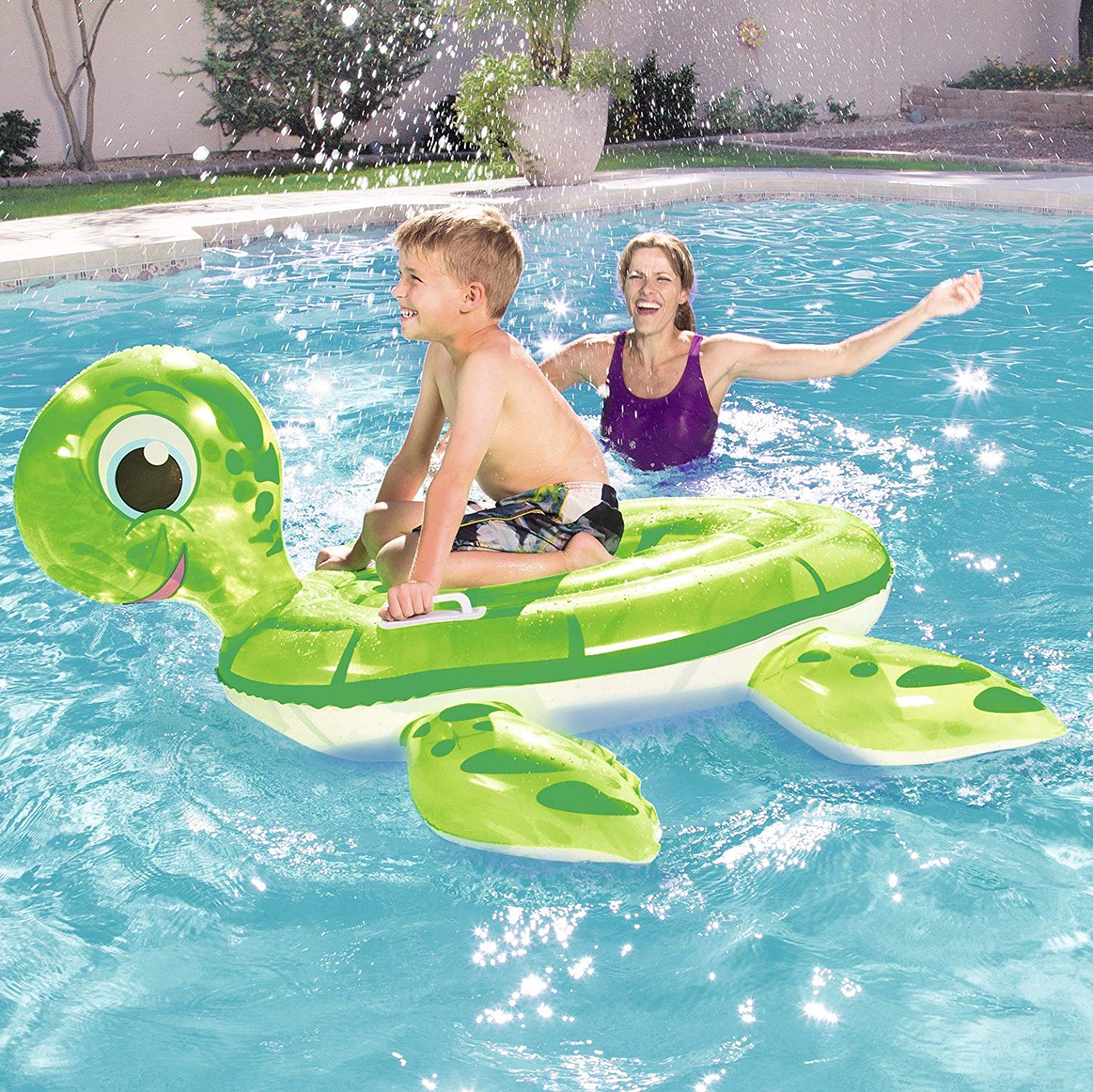 Bestway 58 x 55-inch Dragon Turtle Ride-On,41041, Green, 1.40 m x 1.40 m - Image 2