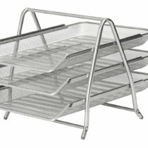 Osco Mesh Letter Tray 3-Tier Scratch-resistant Stackable Front-load Portrait Foolscap Silver Ref 3TT S