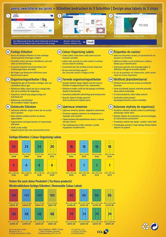 Avery Zweckform 3458 Coloured A4 (Pack of 400 Labels 105 x 148 mm 100 Sheets Green - Image 3