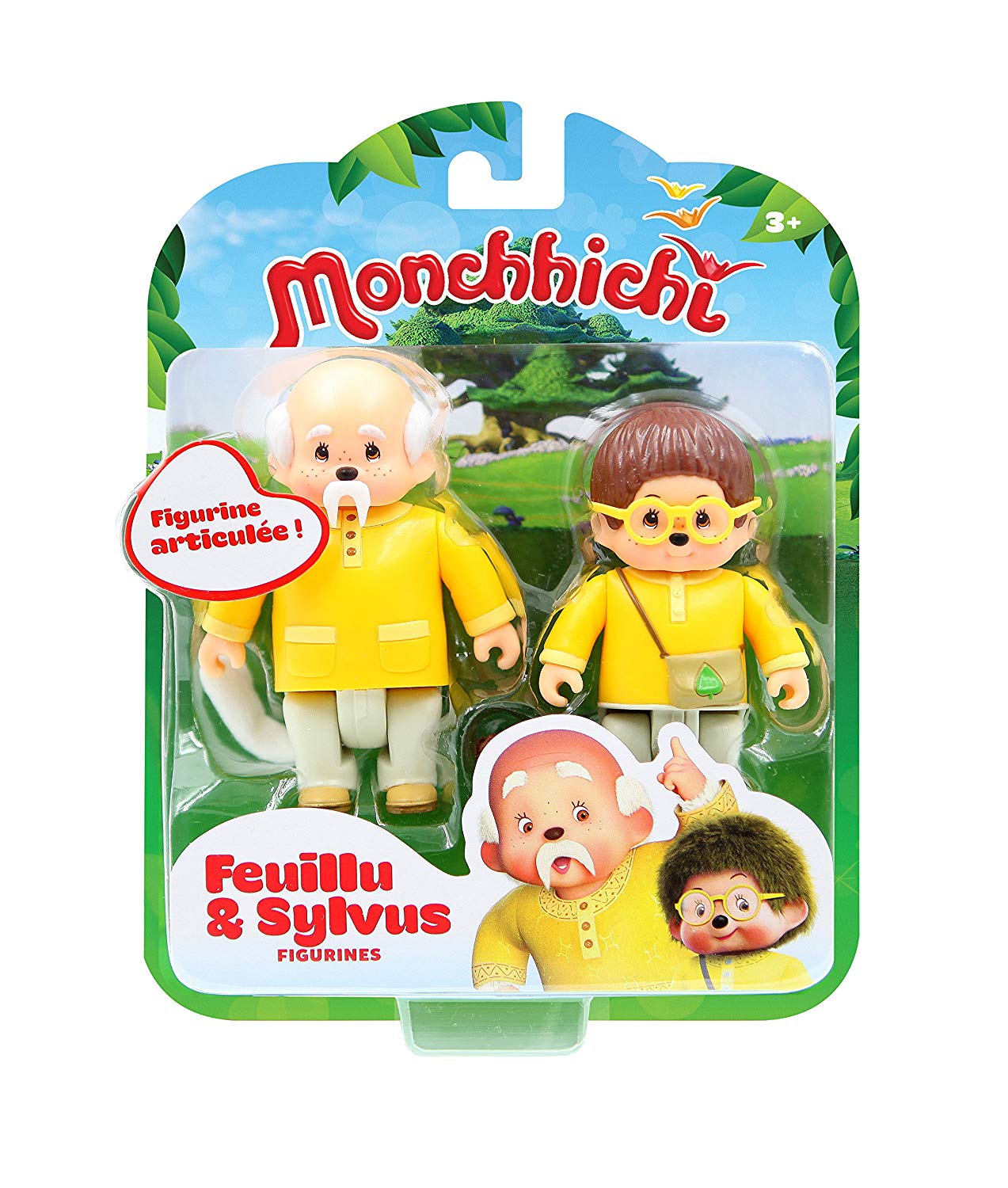 Monchhichi Set of 2 Articulated Figures Leafy & Sylvius 7.5 cm Kindergarten Toy, Yellow, 7,5 cm - Image 4