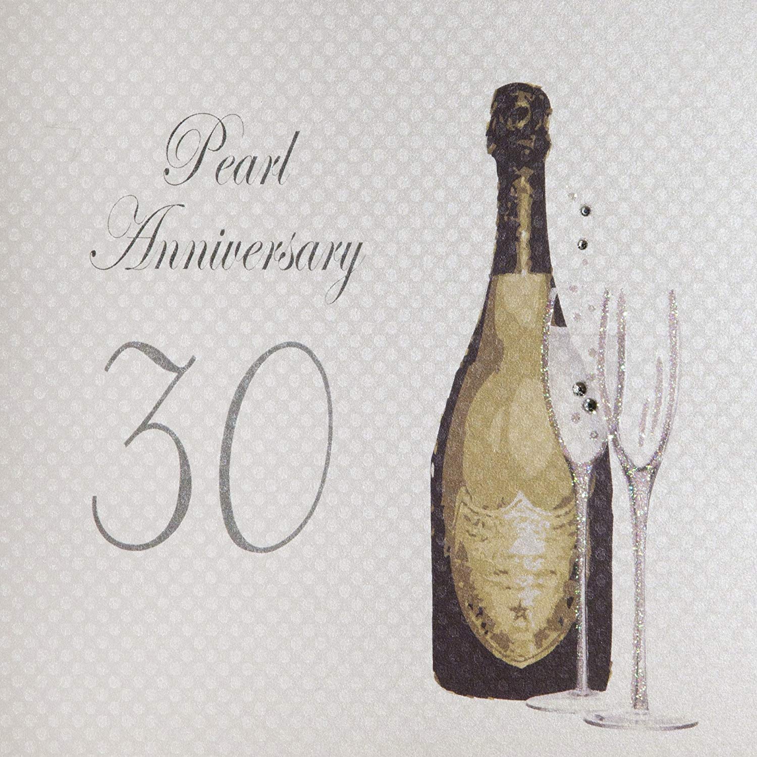 white cotton cards Pearl, Handmade 30th Wedding Anniversary Card (Green Bottle, Code A30), 16cm x 16cm