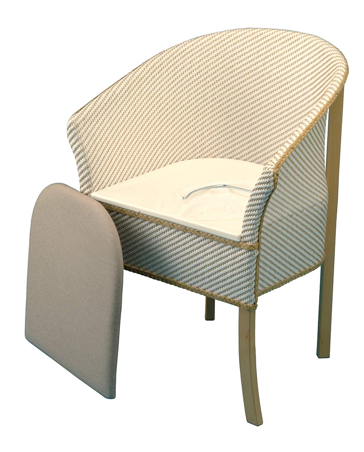 Derby Basketweave Commode, Toilet Chair for Home or Clinic Use Bedroom Commode with Bucket in Wicker Chair