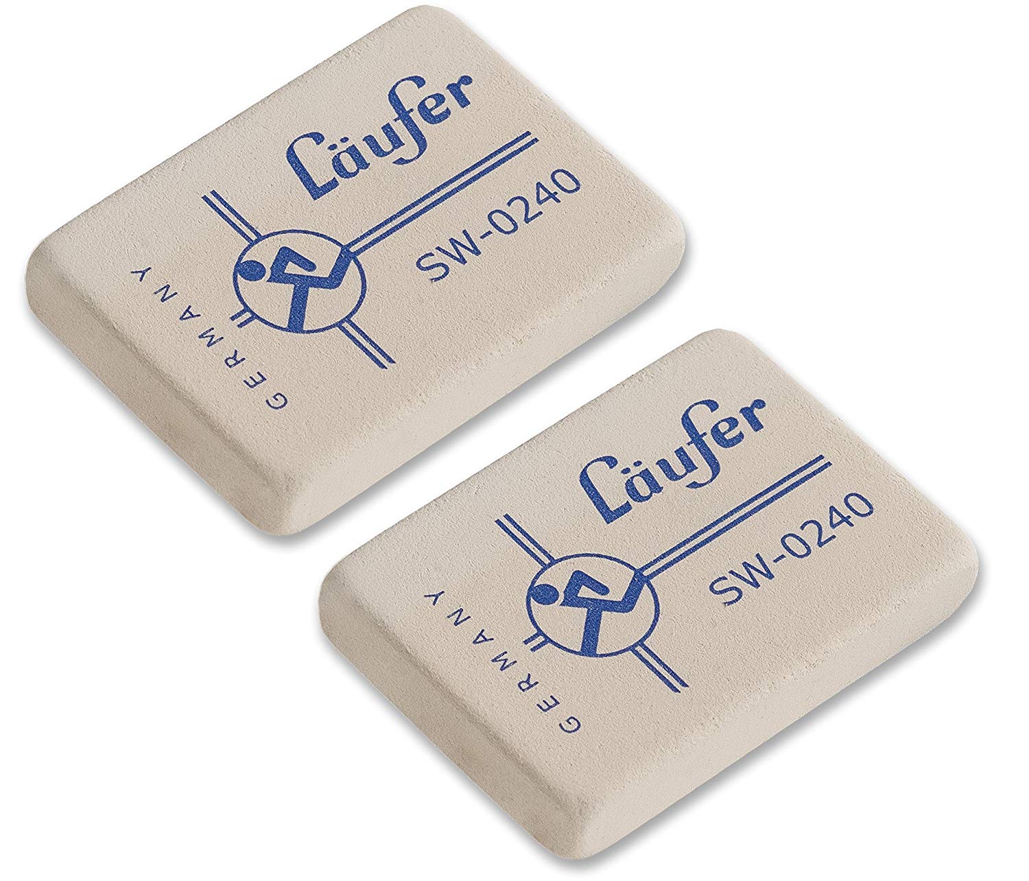 Läufer 69810 SW 0240 Eraser, Very Soft Rubber Eraser, Blister Card, Contains 2 Erasers, White, single pack