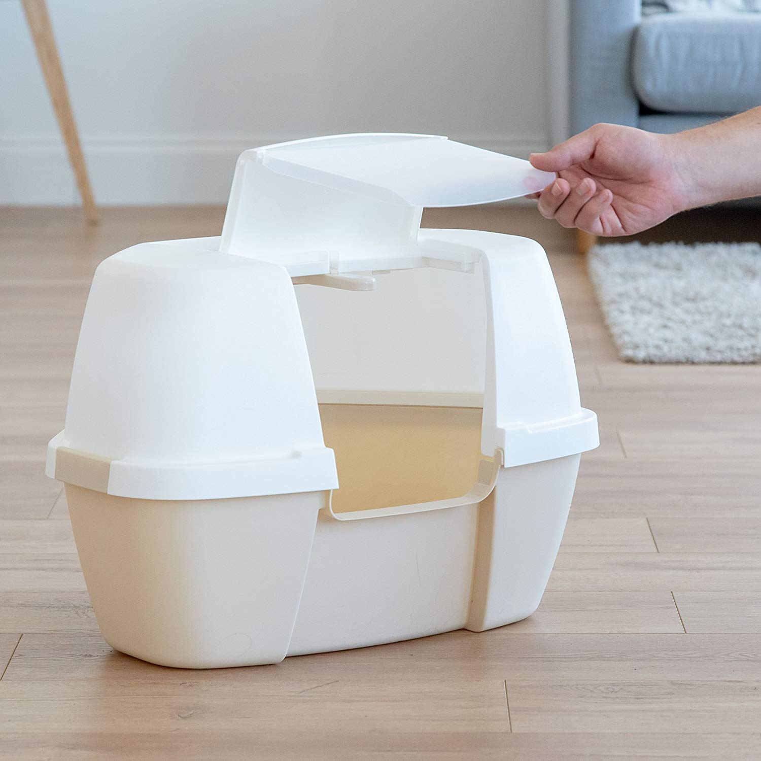 Iris Ohyama, Corner hooded cat litter tray, no odor & litter spill