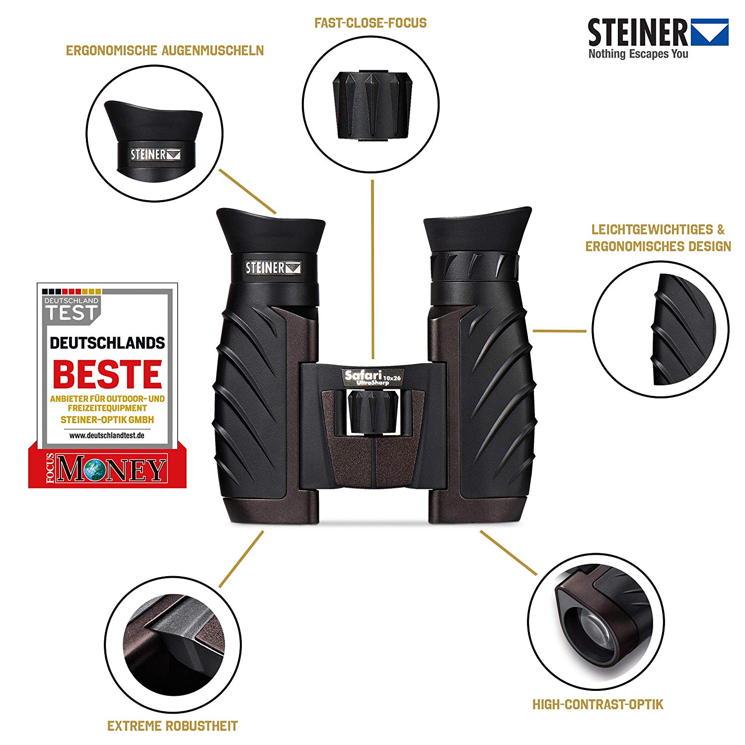 STEINER binoculars Safari UltraSharp 10x26, German quality optics, 10x zoom, compact, light, ideal for travel hiking - Image 3
