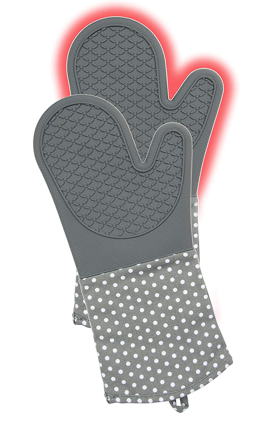 Wenko Oven Gloves, Cotton, Grey/White/Grey, 15 x 15 x 20 cm - Image 3