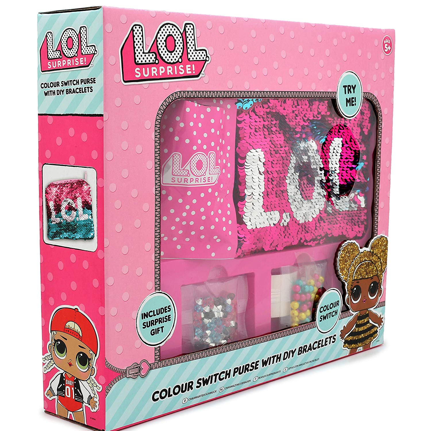 L.O.L. Surprise ! Sequin Purse and Jewellery Making Kit for Girls Lol Dolls Confetti Pop Diva Rocker Mc Swag - Image 2