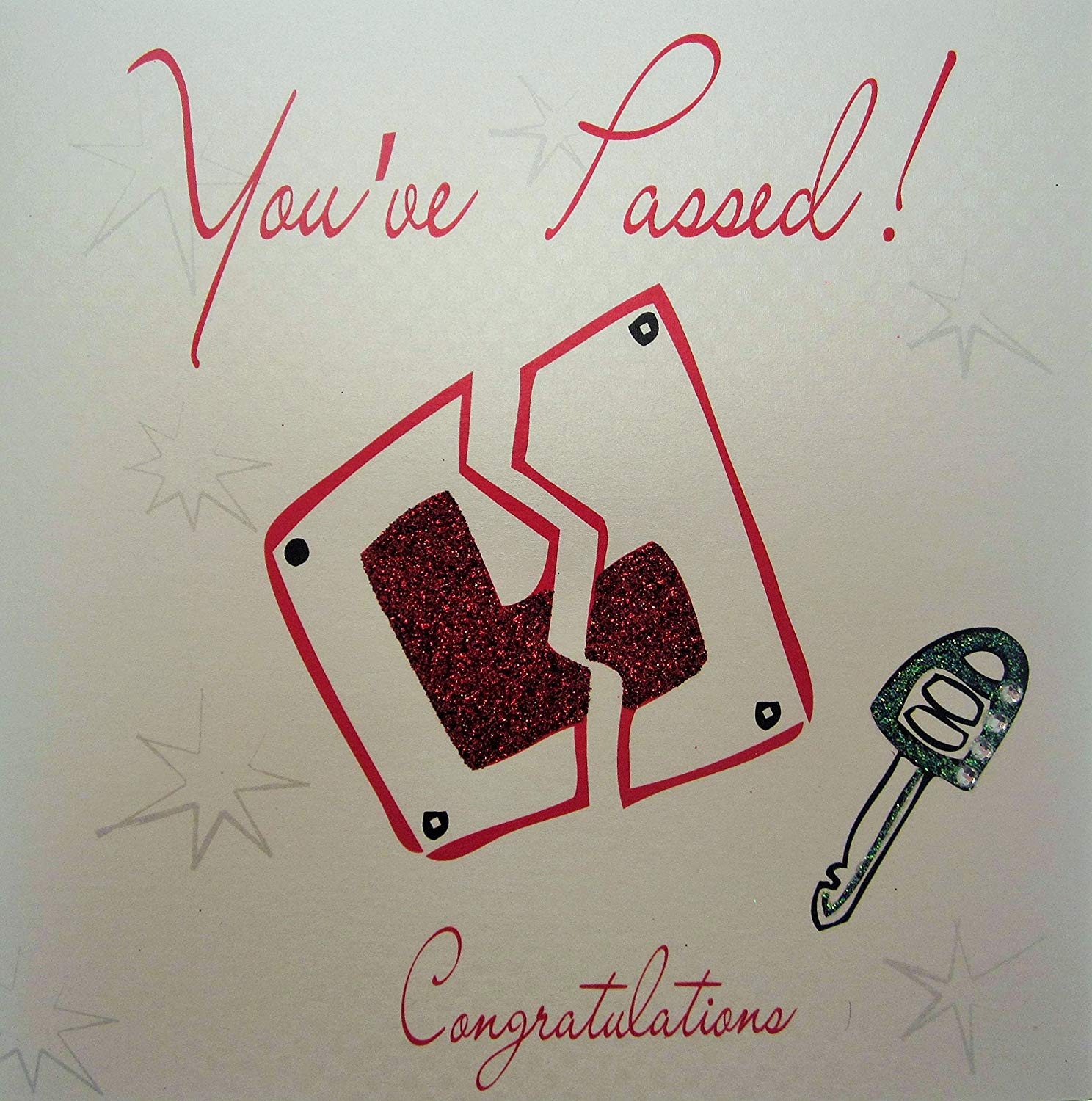 white cotton cards "You've Passed! Congratulations Handmade Passed Card, WB210 NEW, 16cm x 16cm