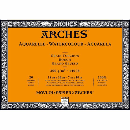 Arches Watercolour Block, 300 GSM, Rough, 18 x 26 cm, Wood, White