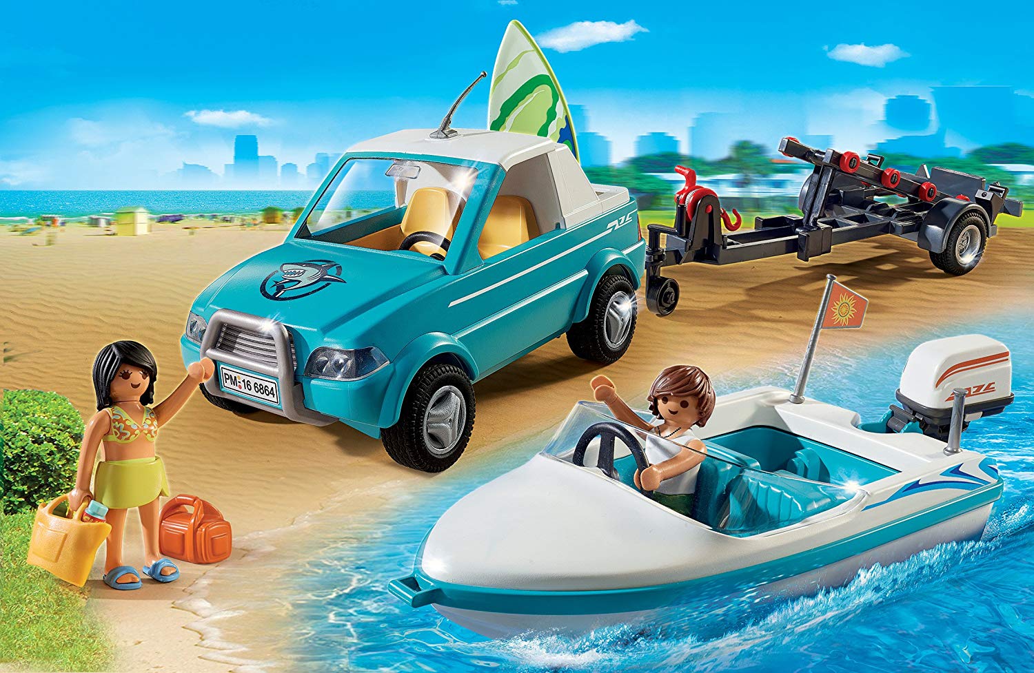 Playmobil 6864 Summer Fun Surfer Pickup with Speedboat with UnderWater Motor, Fun Imaginative Role-Play - Image 2