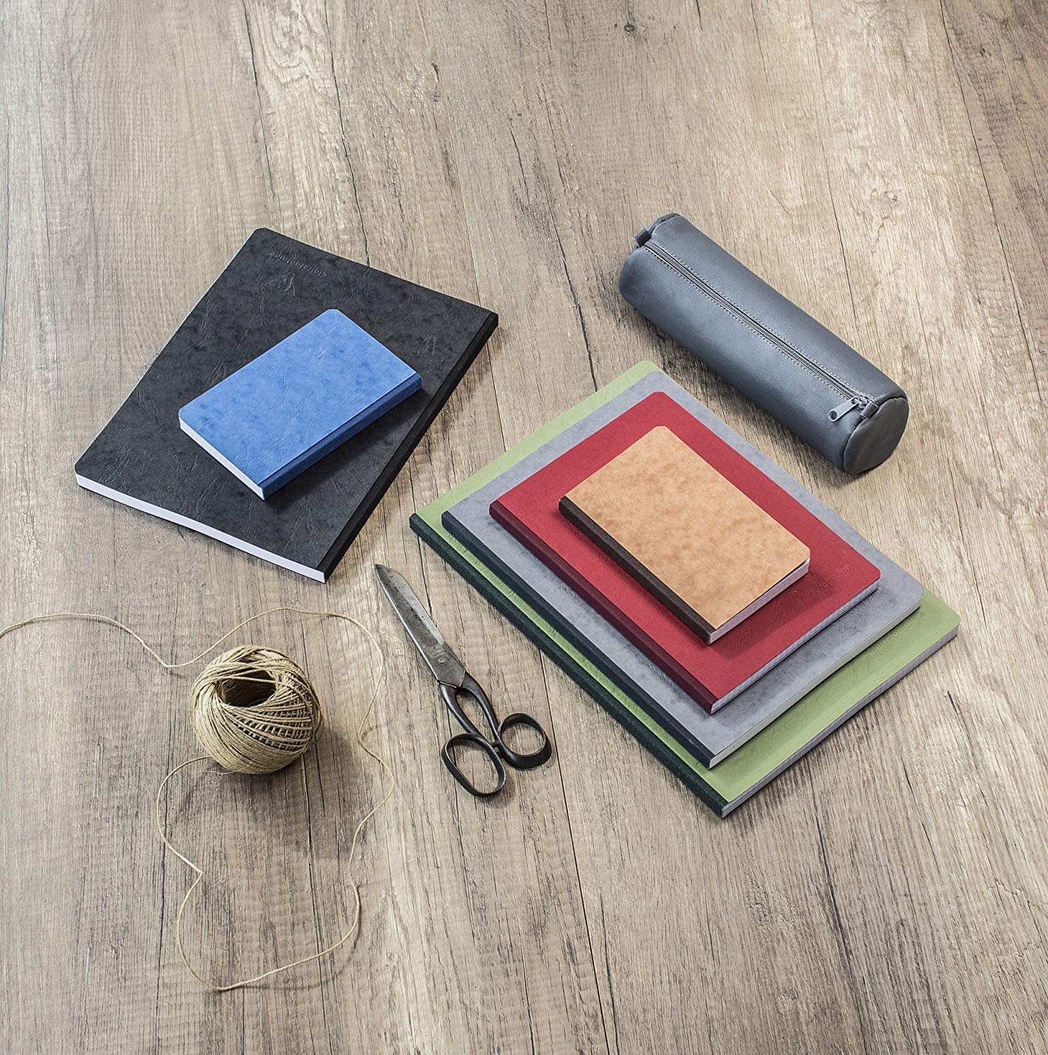 Clairefontaine 77013C Age Bag Leather Square Pencil Cases, 21 x 4.5 x 4.5 cm - Assorted Colours, Pack of 8 - Image 2