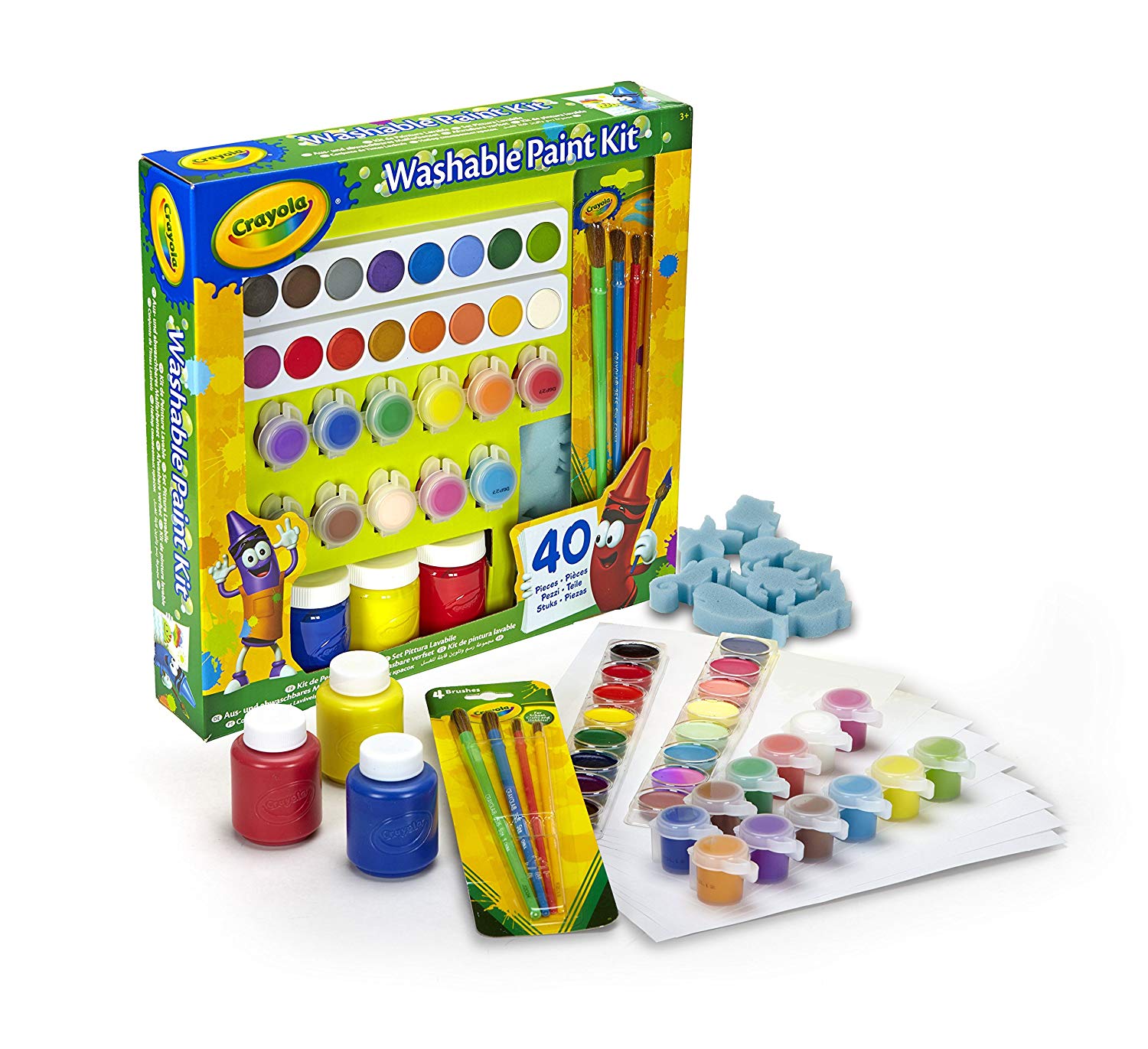 Crayola Washable Kid's Paint Kit-40Pc, Multicoloured, 40 Piece Set